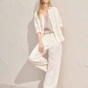 The linen way-high drape pant, bone, everlane